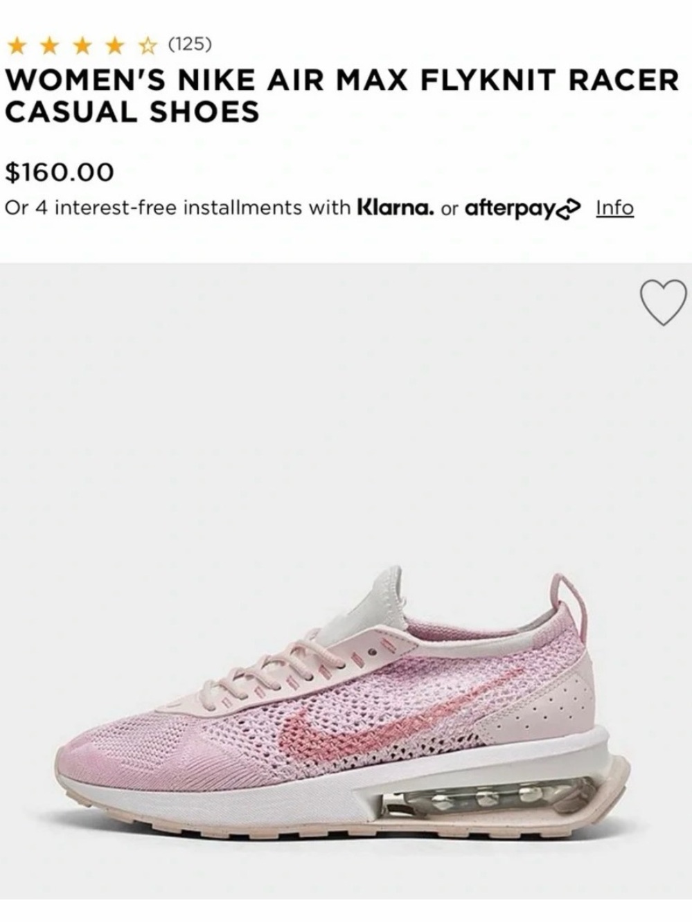 Nike Women’s Air Max Flyknit Racer - Light Pink & White